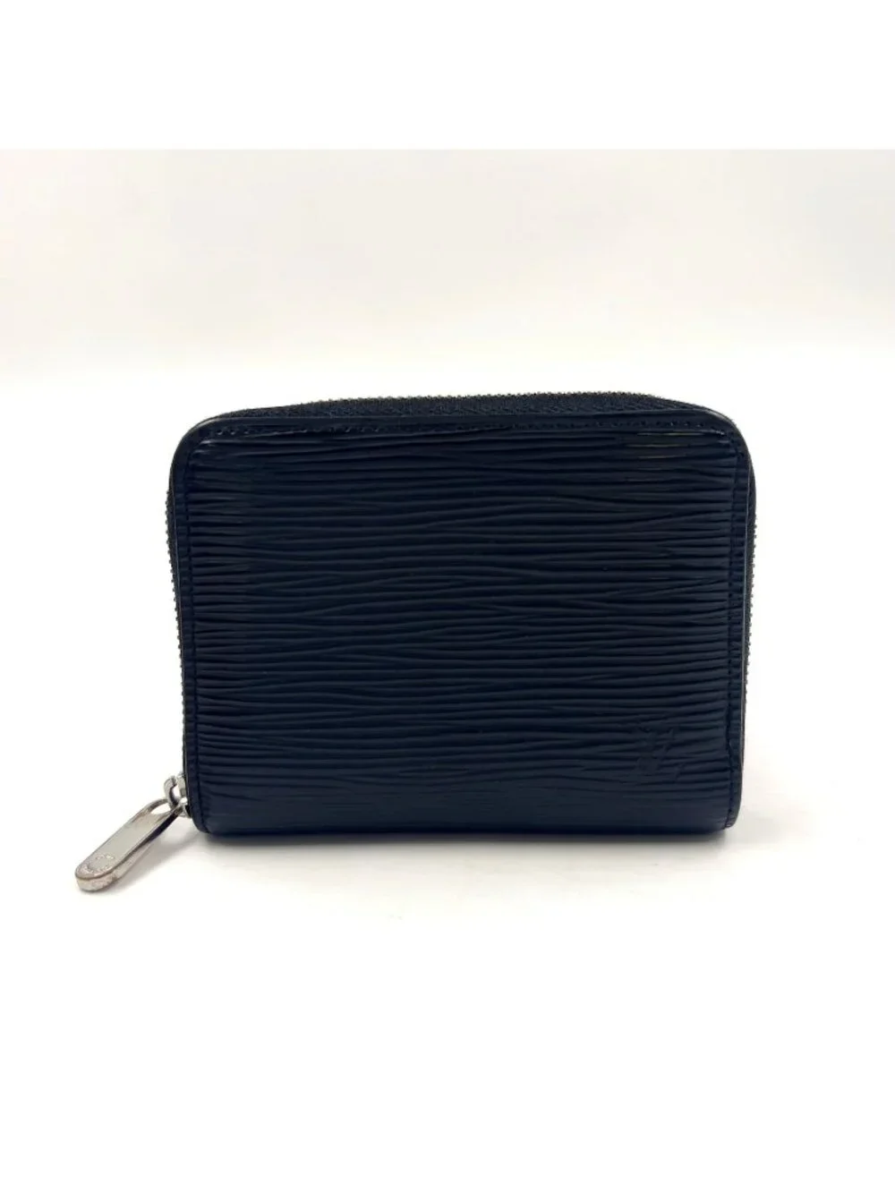 Louis Vuitton Zippy Coin Purse Epi Noir Leather Black Case Silver